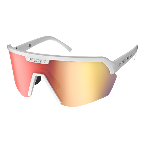 SCOTT OCCHIALE SPORT SHIELD BIANCO OPACO LENTE ROSSO CROMO