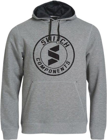 SWITCH COMP FELPA GRIGIA CON CAPPUCCIO LOGO NERO