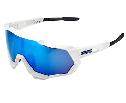 100% SPEEDTRAP MATTE WHITE - HIPER BLUE MULTILAYER MIRROR LENS